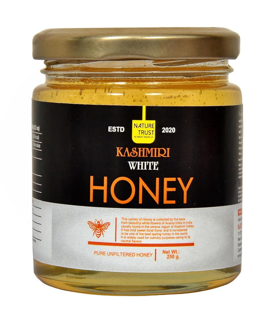 Nature Trust Kashmiri White Acacia 250g White Honey Pure Kashmiri Gold (The Sweet Journey of Himalayan Honey 250g)