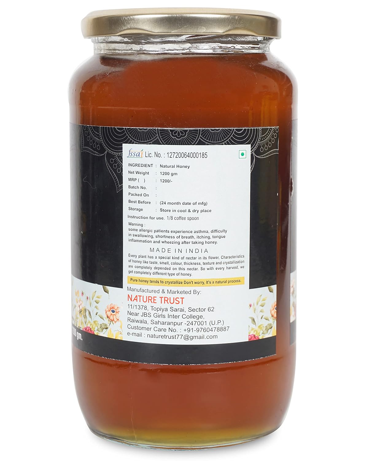 NATURE TRUST Natural Honey 1200g Wild Unprocessed Honey Pure Raw Honey