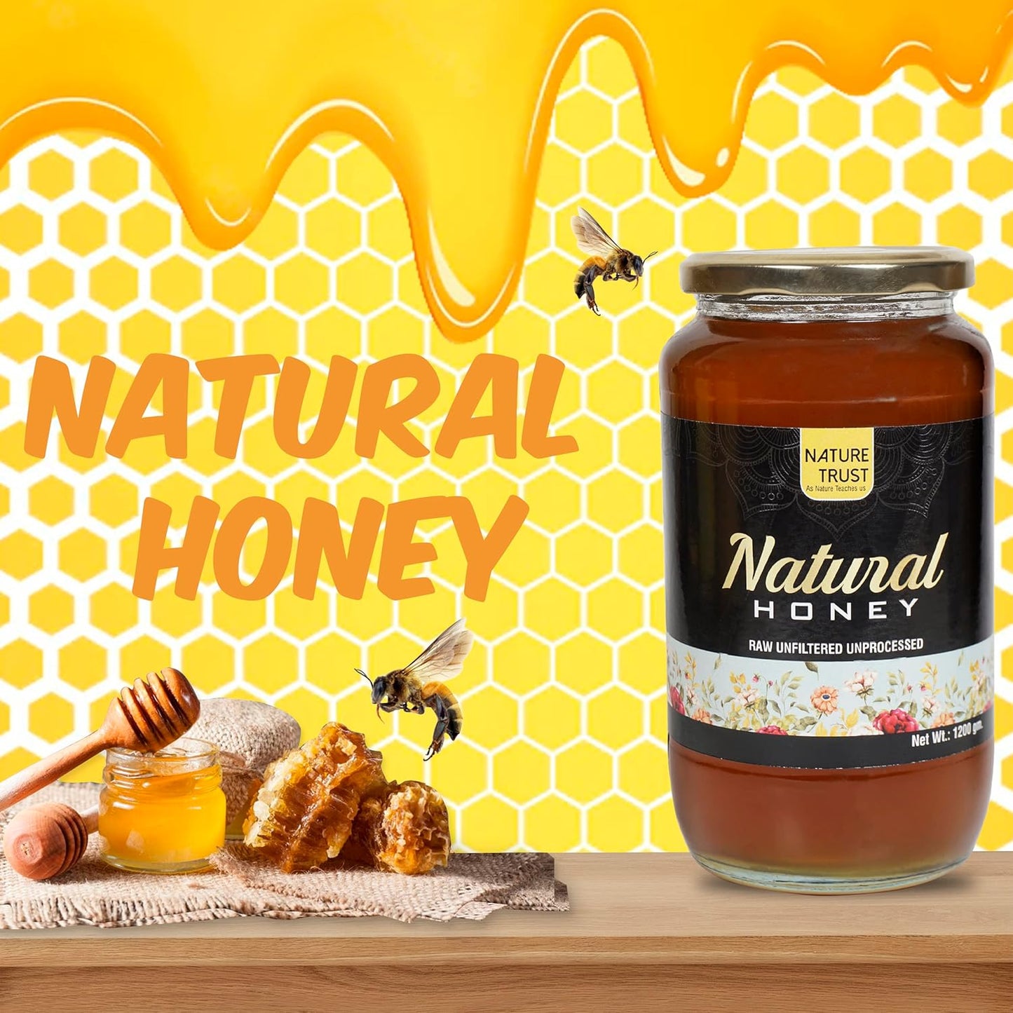 NATURE TRUST Natural Honey 1200g Wild Unprocessed Honey Pure Raw Honey