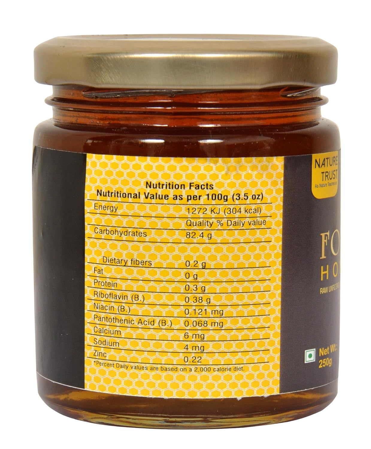 Nature Trust Raw Forest Honey,250 Gram, Wild, Unprocessed, Unheated, Non Pasteurized, Original Honey 100% Pure and Natural (250gm)