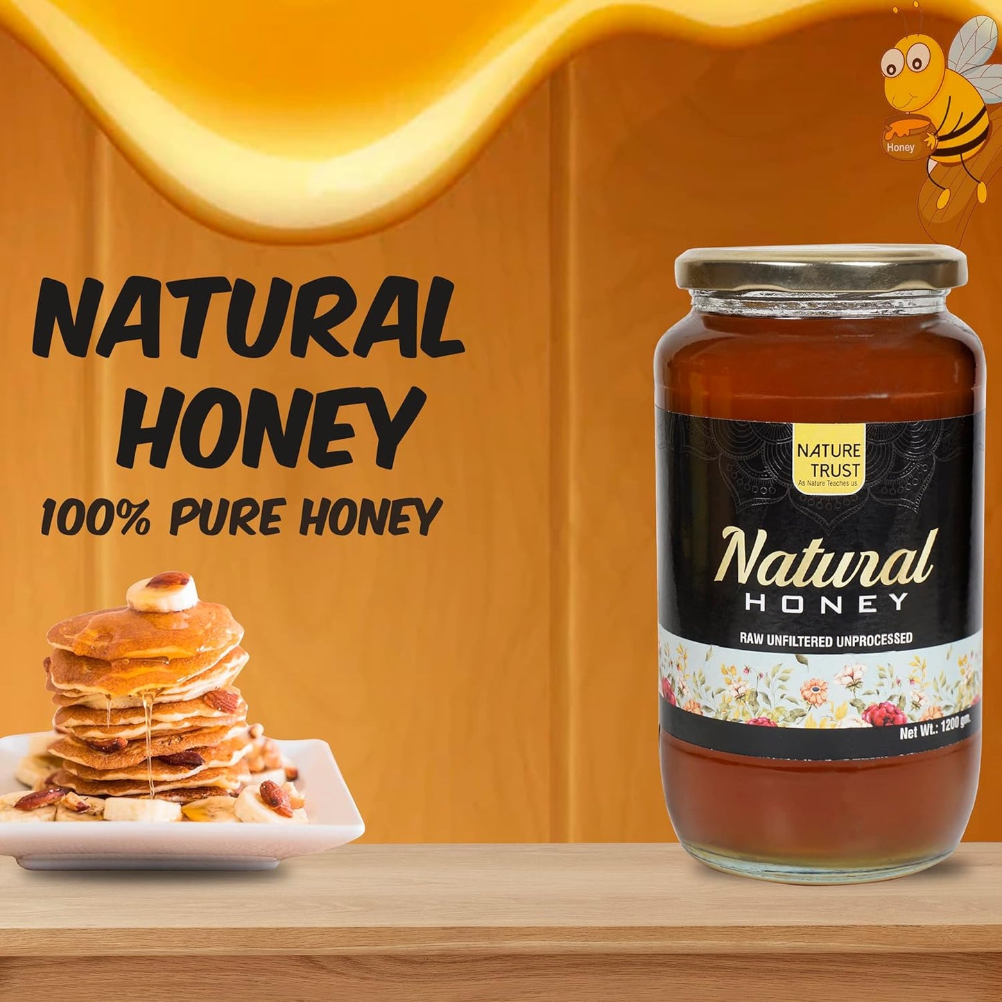 NATURE TRUST Natural Honey 1200g Wild Unprocessed Honey Pure Raw Honey