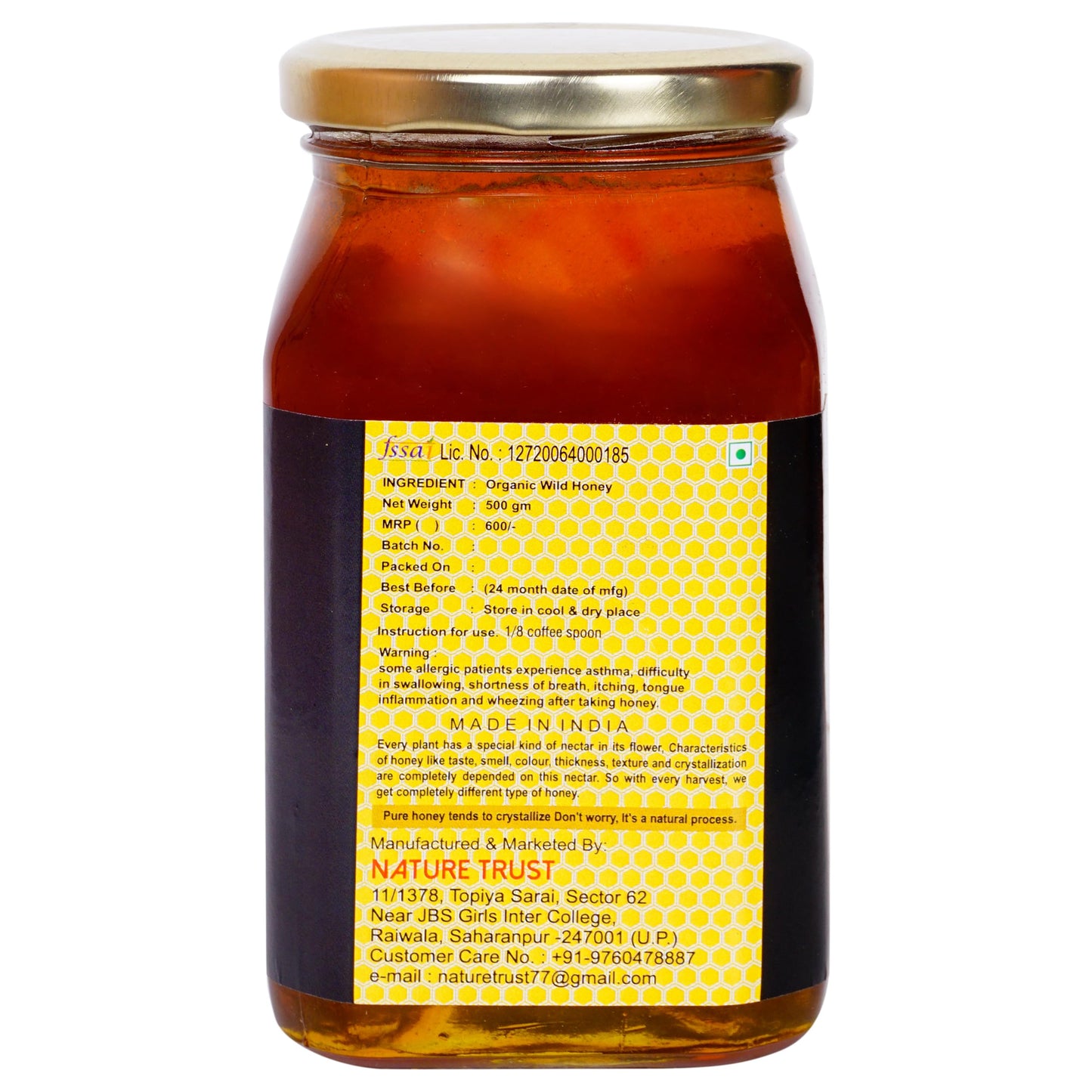 Nature Trust Raw Forest Honey, Wild, Unprocessed, Unheated, Non Pasteurized