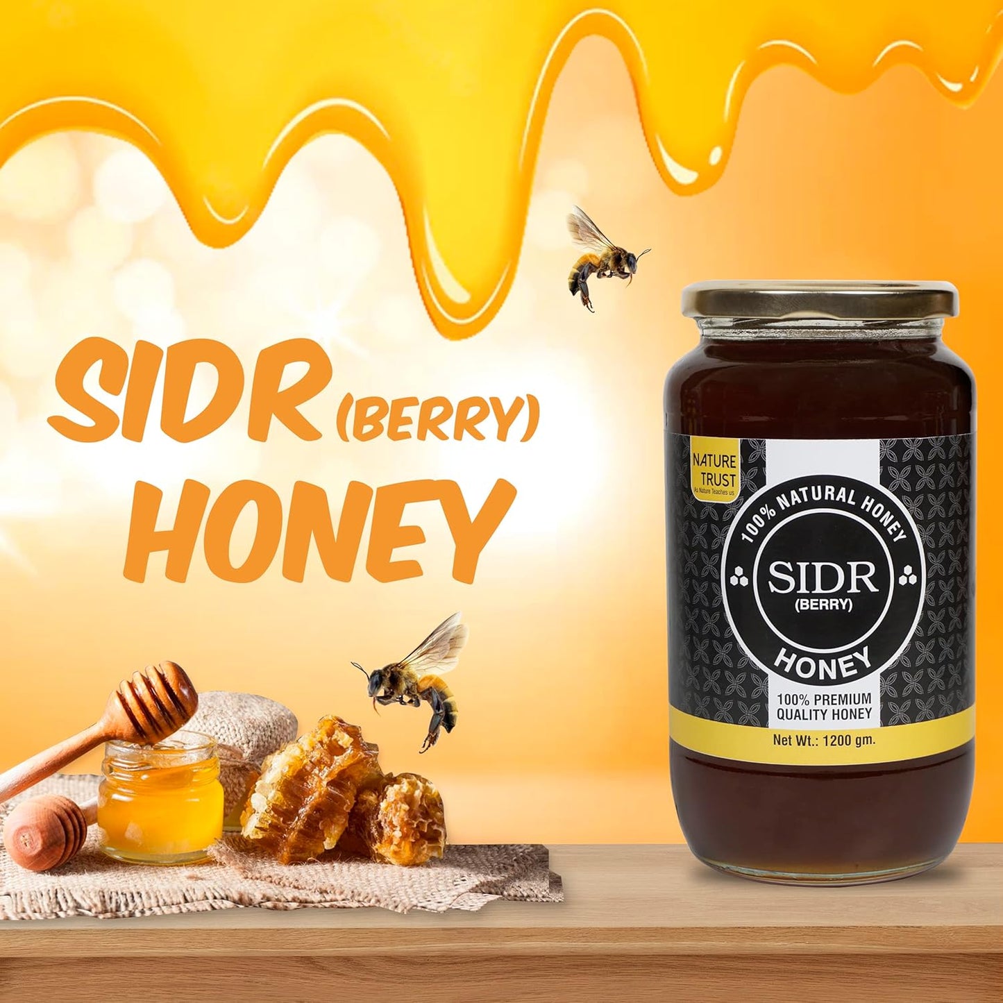NATURE TRUST Sidr Honey Raw Honey 1200G- Unprocessed, Unfiltered