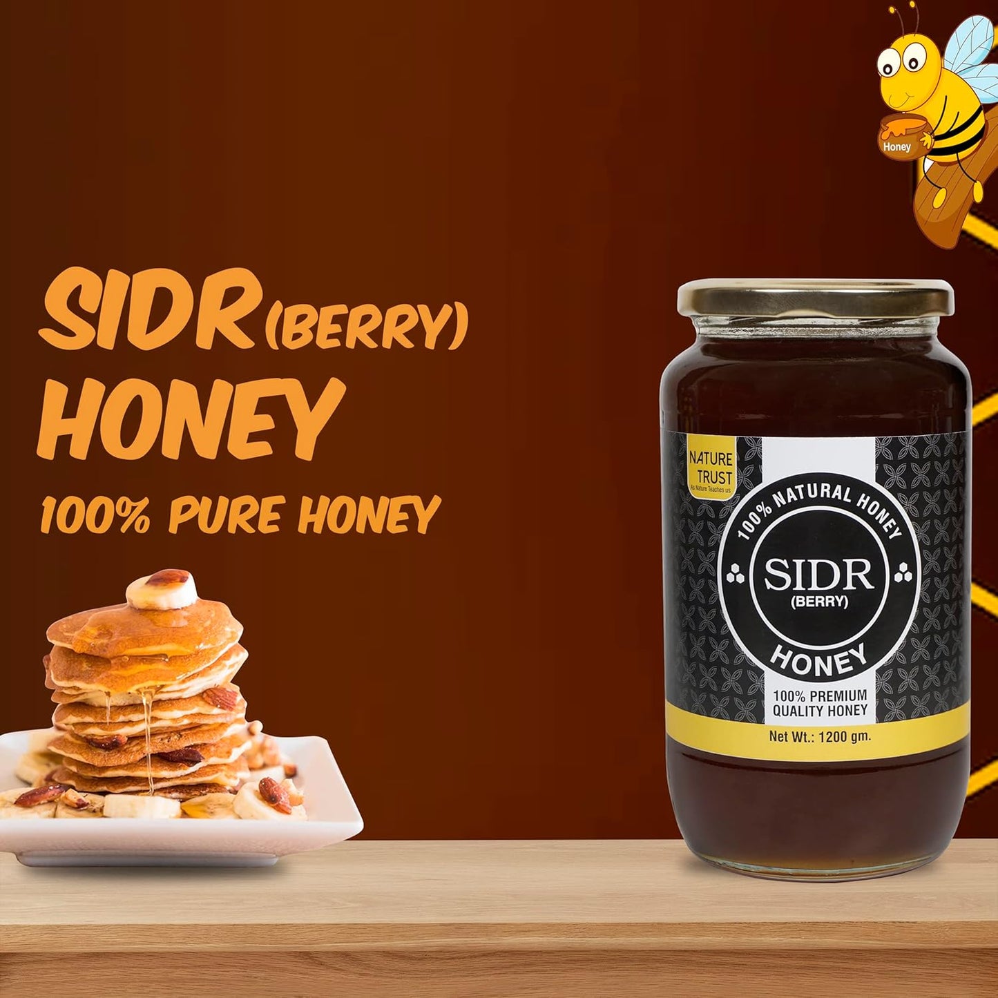 NATURE TRUST Sidr Honey Raw Honey 1200G- Unprocessed, Unfiltered
